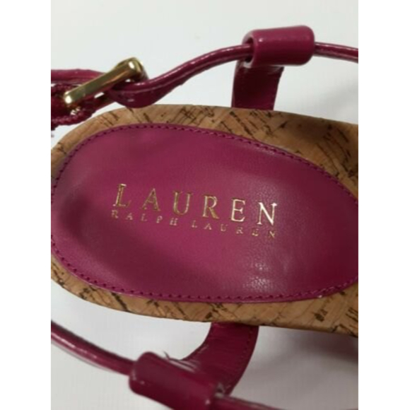 Lauren Ralph Lauren Size 9B Reeta Pink Thong Wedge Heel T-Strap Sandals - Picture 2 of 11